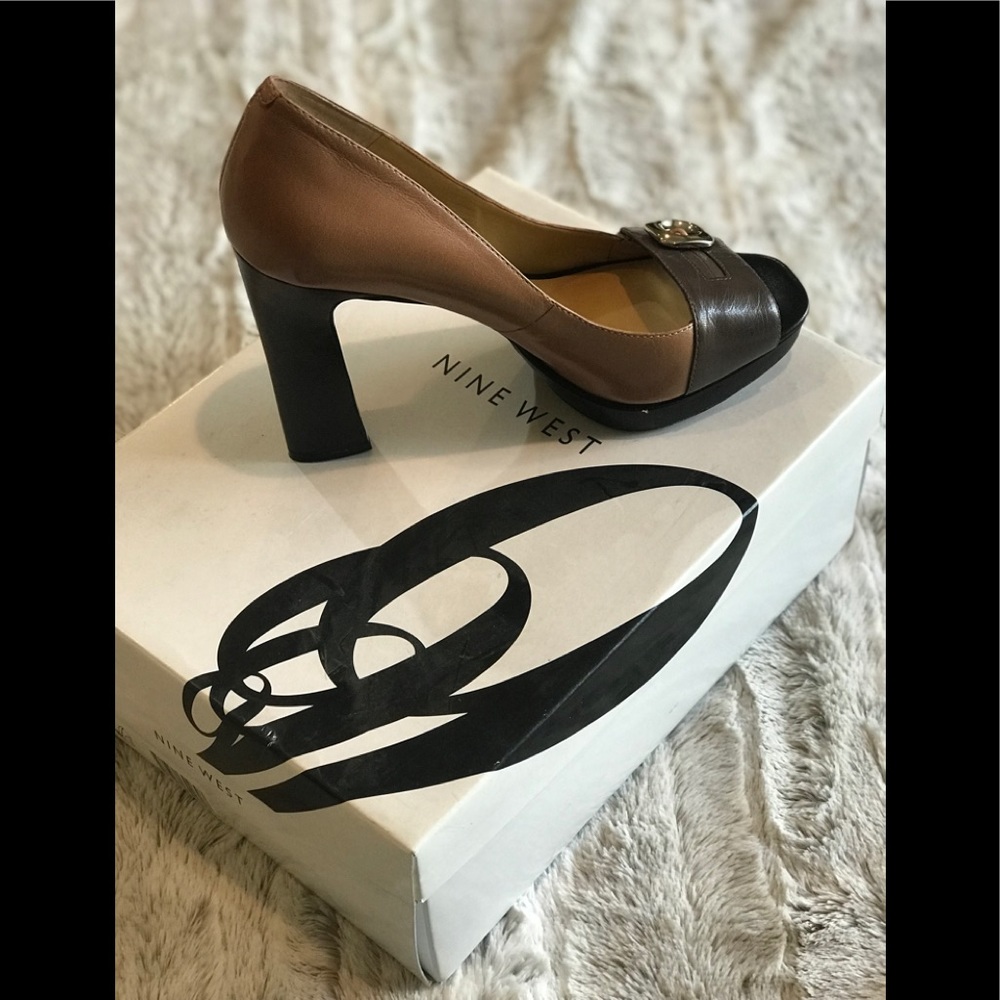 Worn once! Nine West platform chunky heels. Size 9